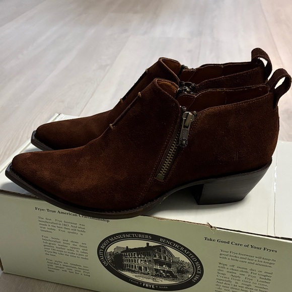 Womens 8 Frye Sacha Moto Shootie Suede Ankle Booties Boots - Picture 5 of 9